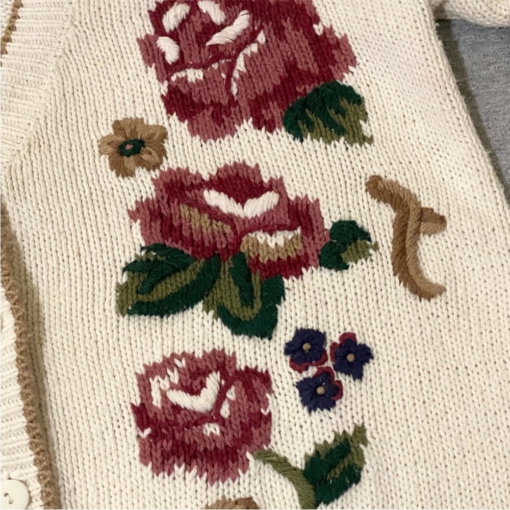 Vintage 90’s Cottagecore Floral Cardigan Sweater Oversized Slouchy S Whimsical - Picture 3 of 10